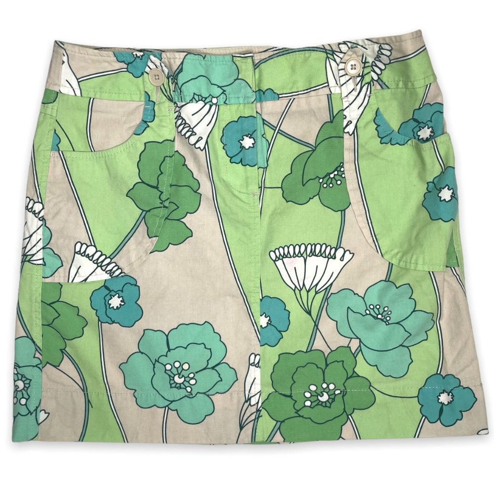 LOFT Floral Y2K A-Line Mini Skirt w/ Zipper and POCKETS! Sz 8